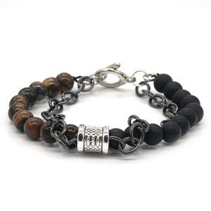 🎉 Host Pick 🎉 Men's bracelet lava rock & Tiger's Eye stones. Toggle clamp.